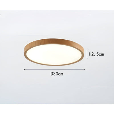 GrainGlow Light - Modern Ultra-Dünne Holz-Deckenleuchte