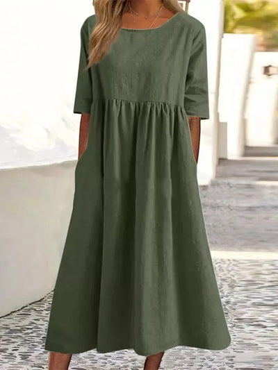 Midi-Kleid für Damen mit halben Ärmeln und modernem Stil - Orelitha