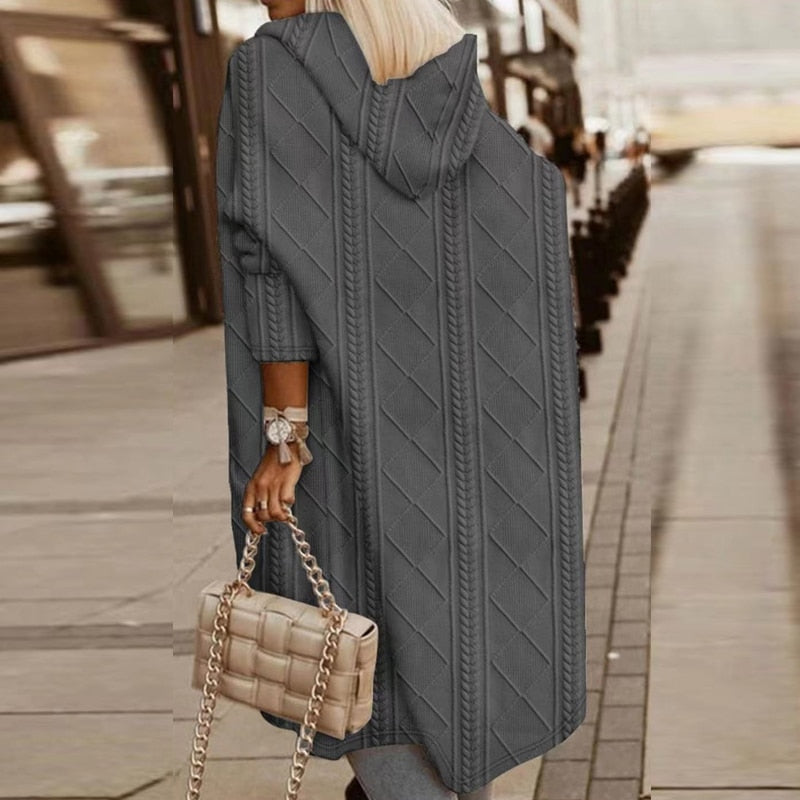 JISKA LANGE STRICKJACKE MIT KAPUZE