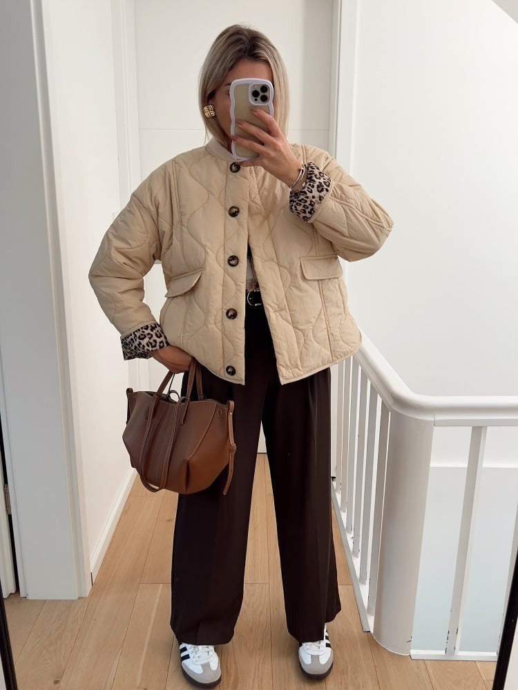 Jaerene – Elegante Jacke Mit Leoparden Muster Und Futter