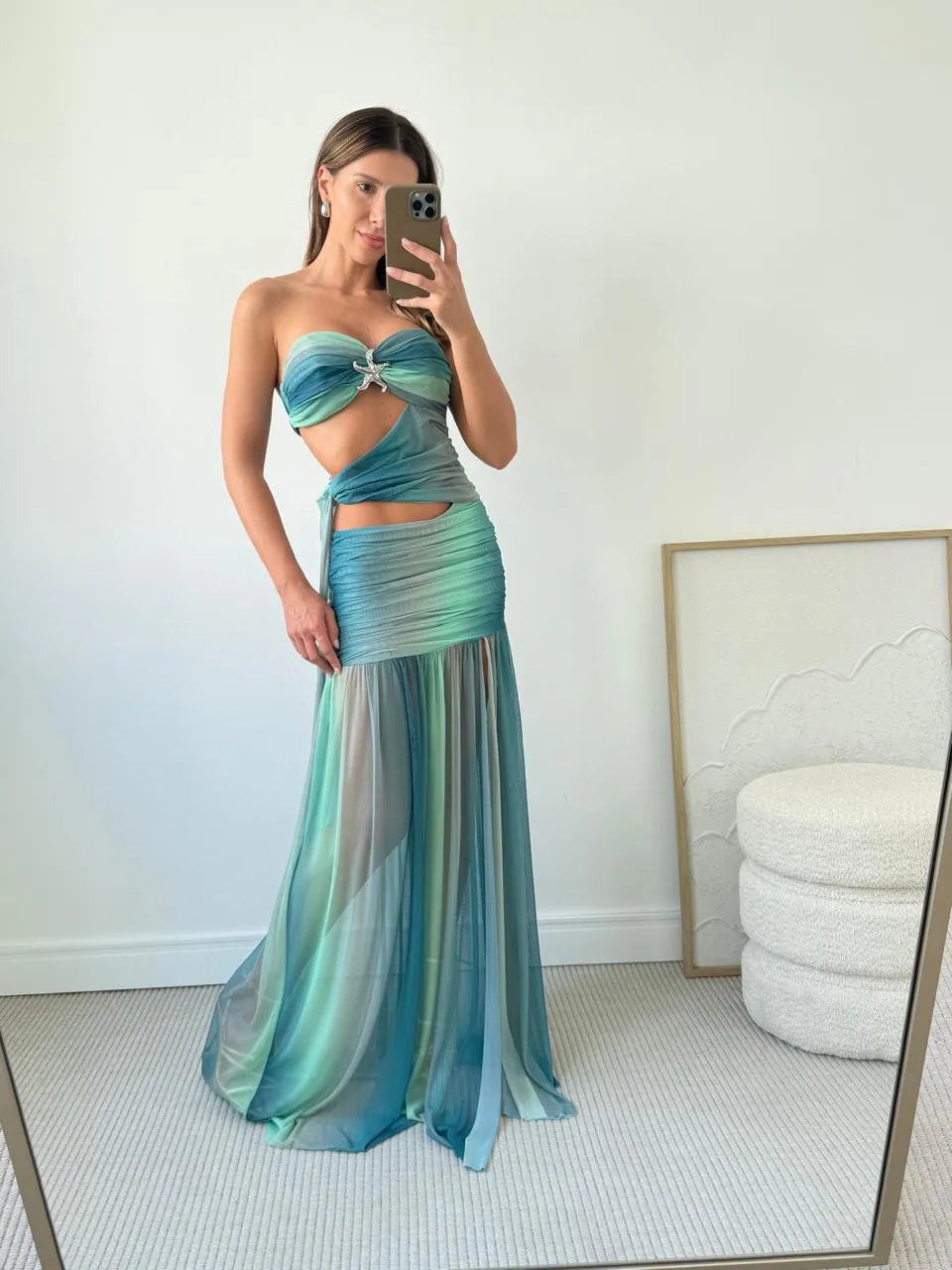 Ilana | Langes Kleid Drapiert Geschlitzt