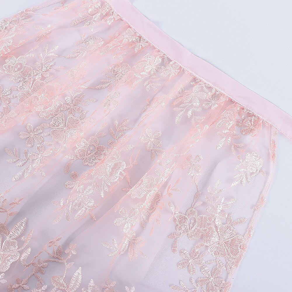 Oktoberfest Gray Dirndl Dress with Pink Lace Apron