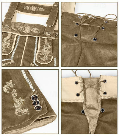 Men's Traditional Bavarian Lederhosen Brown Short