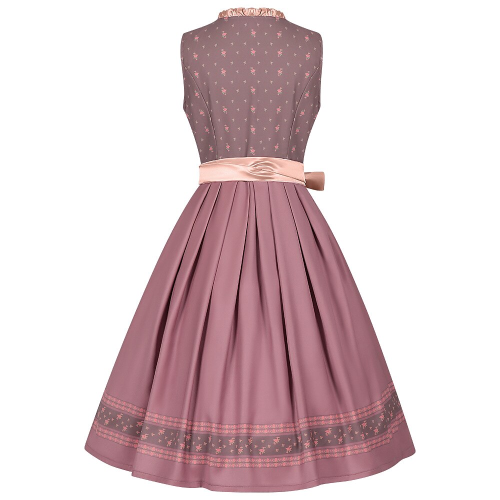 Oktoberfest Embroidery Dirndl Costume with Lace Apron