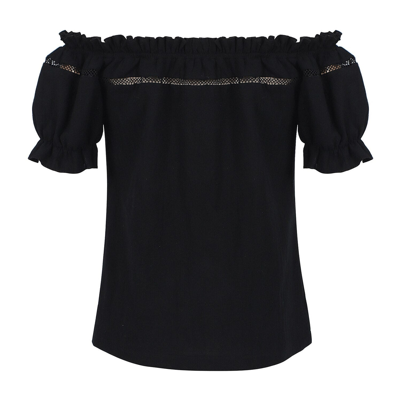 Renaissance Crew Neck Off Shoulder Lace-up Tops