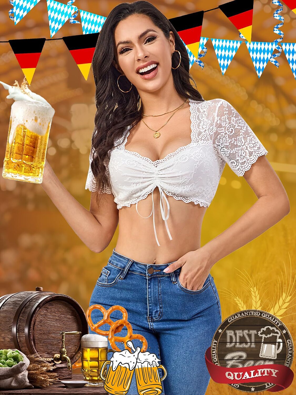 Oktoberfest Traditional Dirndl Lace Blouse