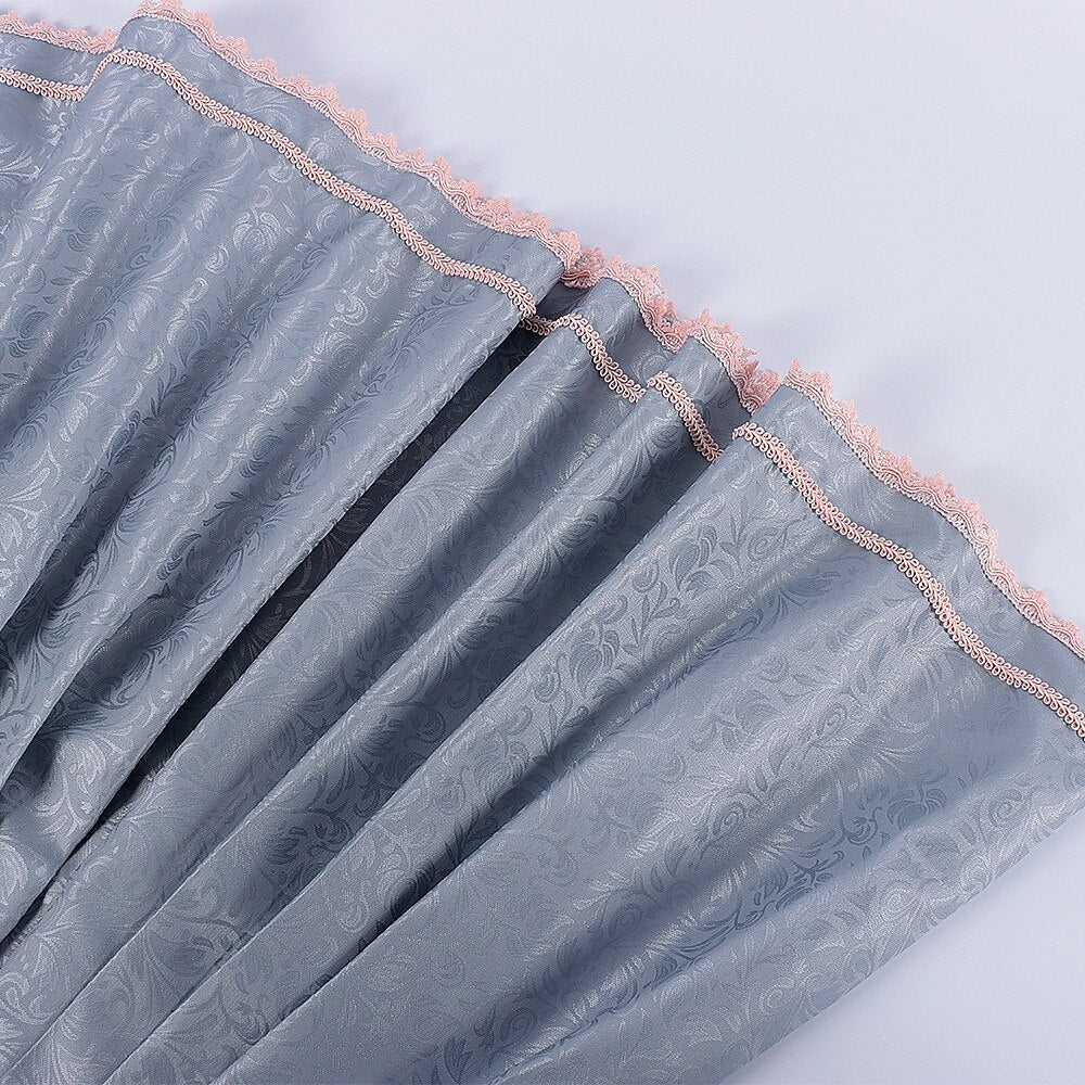 Oktoberfest Gray Dirndl Dress with Pink Lace Apron