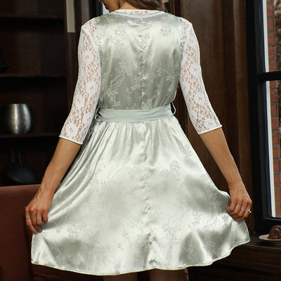 Oktoberfest Dirndl with Floral Embroidered Apron