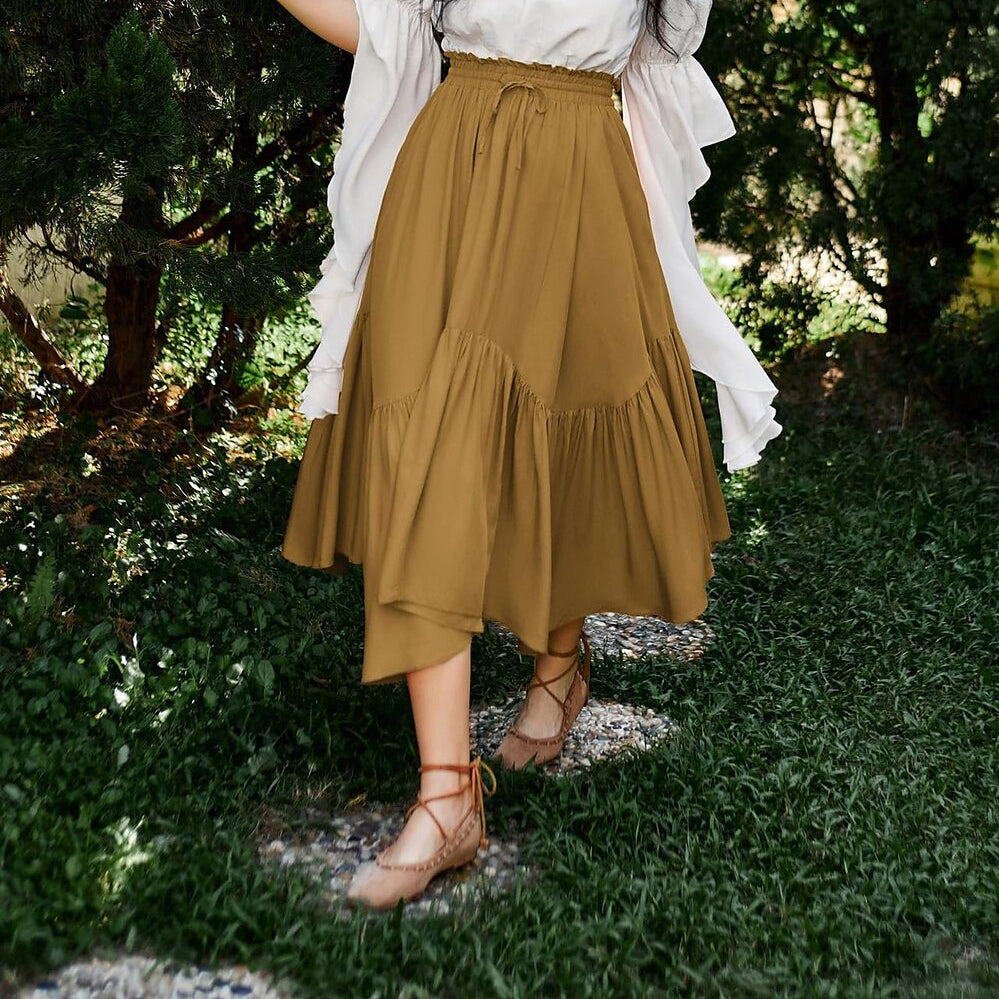 Renaissance High Waist Maxi Skirts with Pockets