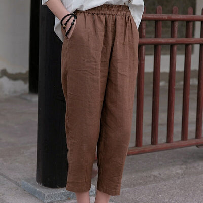 Classic Loose Fit Cotton Linen Blend Pants