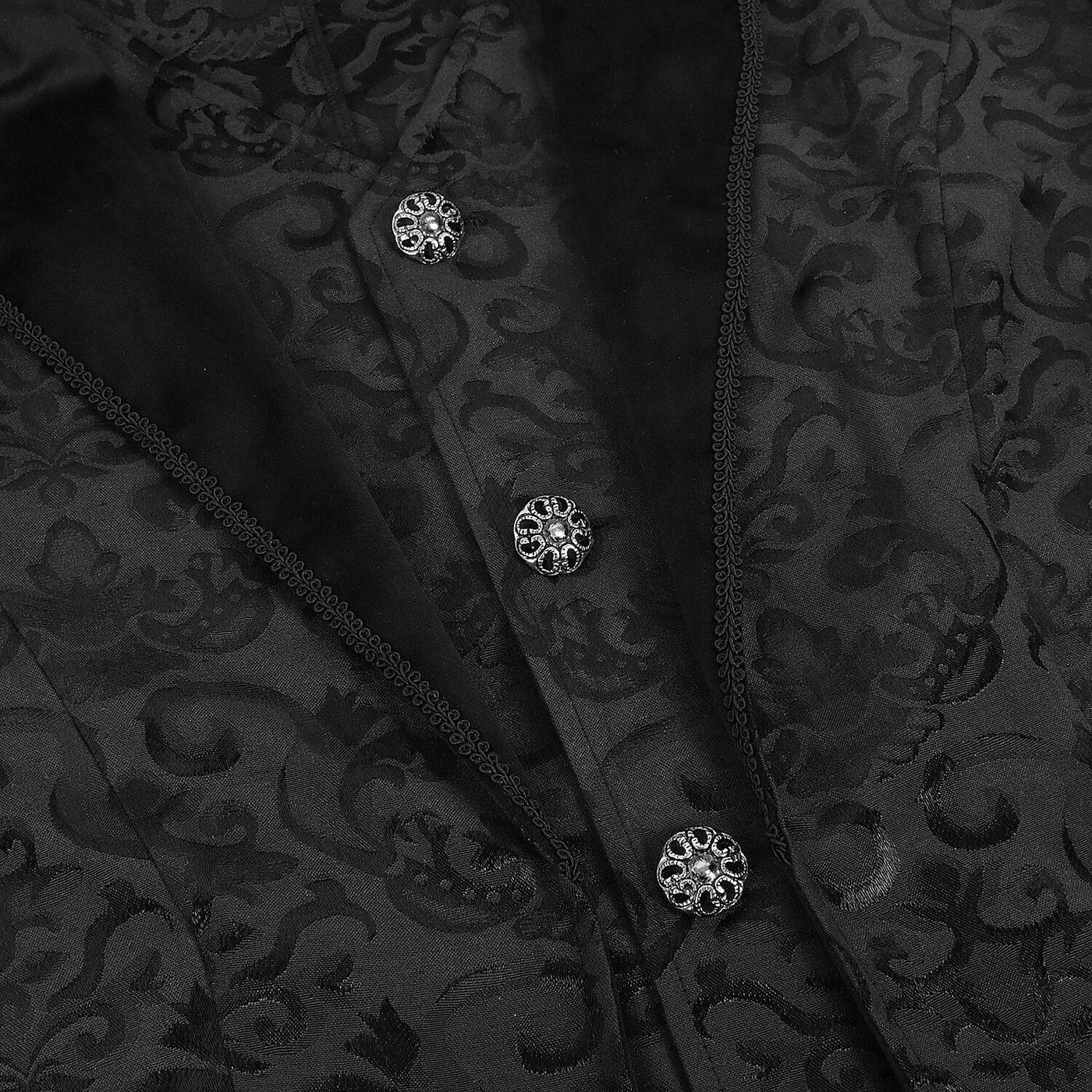 Men's Steampunk Black Brocade Tailcoat