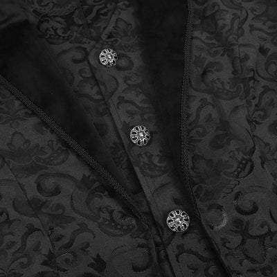 Men's Steampunk Black Brocade Tailcoat