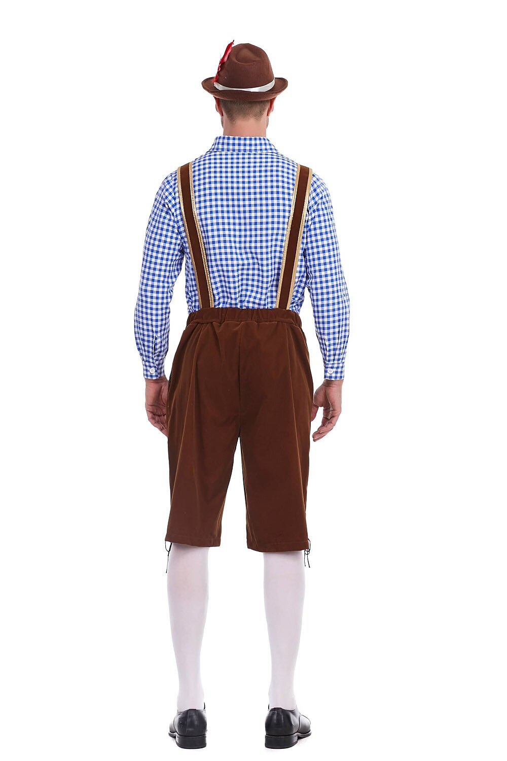 Oktoberfest Men’s Costume Set with Embroidered Lederhosen and Shirt