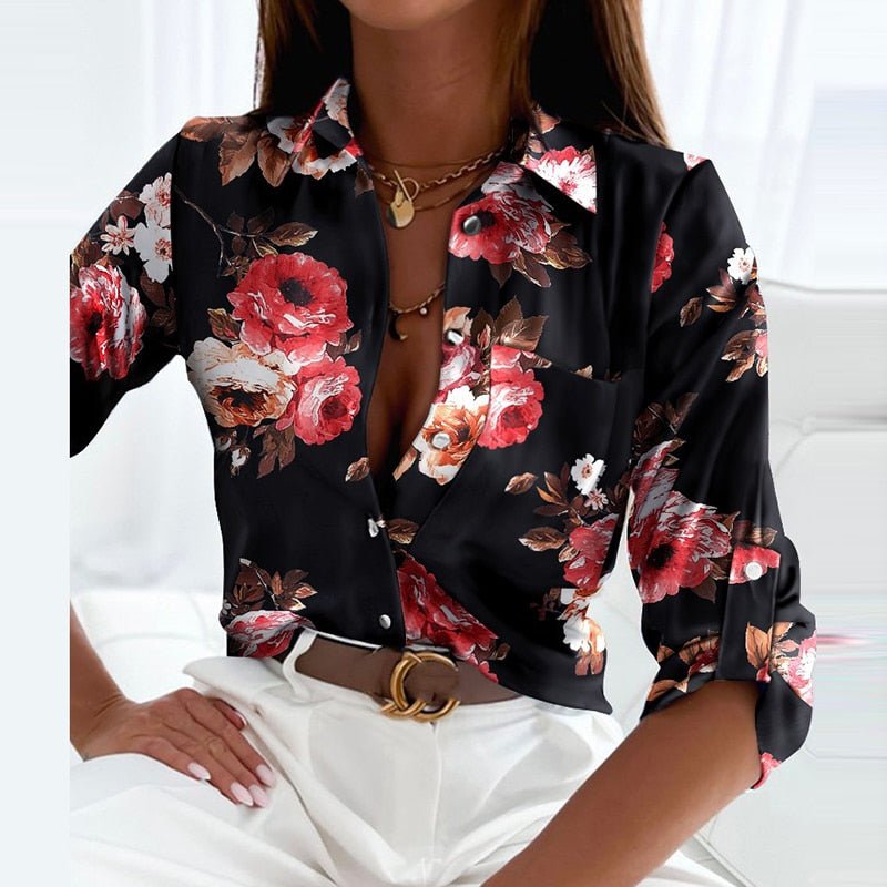 Grace Elegant Bluse | Frühling bedruckte Langarm Damenbluse