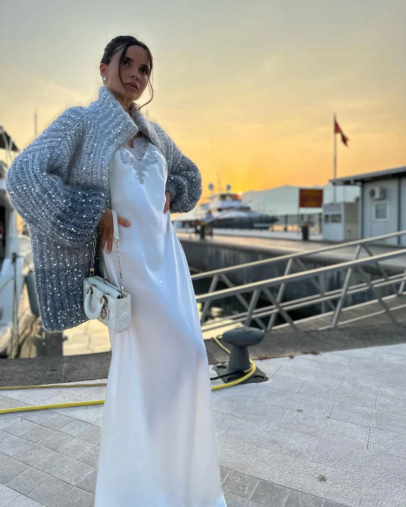 Heidi-Mode | Glänzend Pailletten Strickpullover