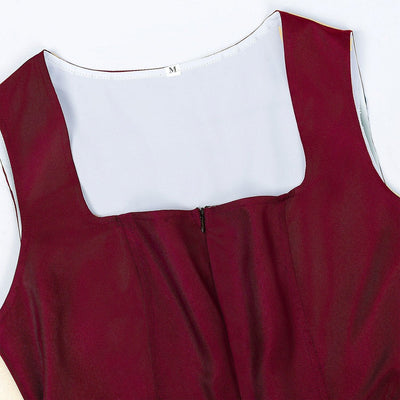 Oktoberfest Burgundy Green Blue Dirndl Dress with Apron and Blouse