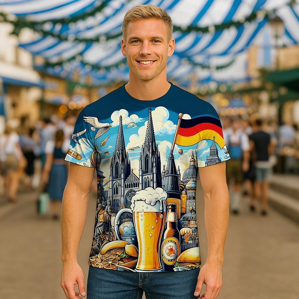Men's Oktoberfest Beer Splash Graphic T-shirt