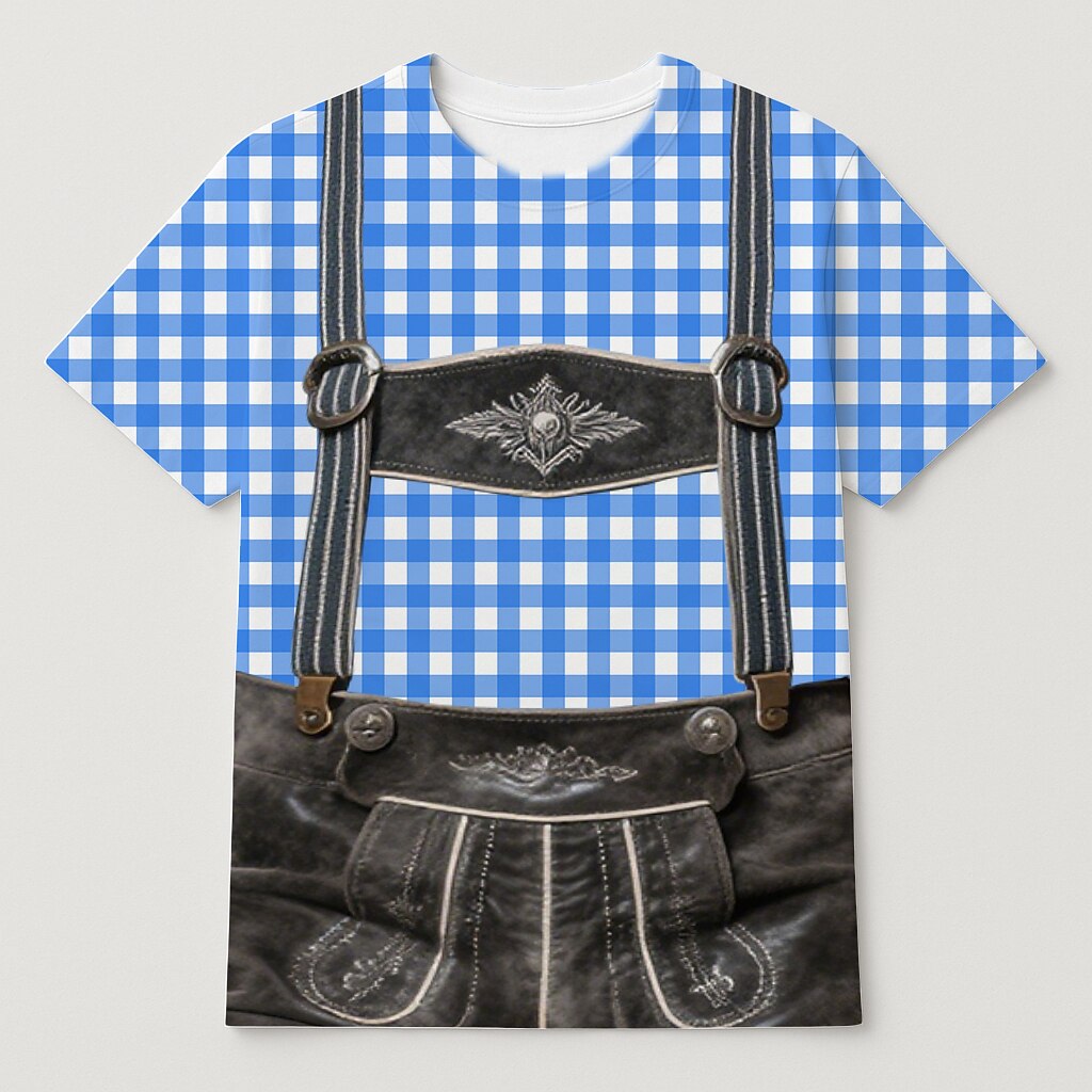 Men's Oktoberfest Blue Green Lederhosen Graphic T-shirt