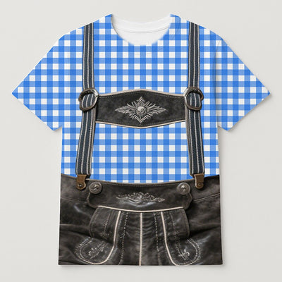 Men's Oktoberfest Blue Green Lederhosen Graphic T-shirt