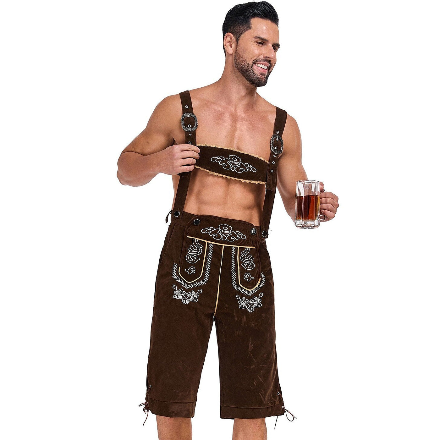 Oktoberfest Men’s Bavarian Embroidered Lederhosen