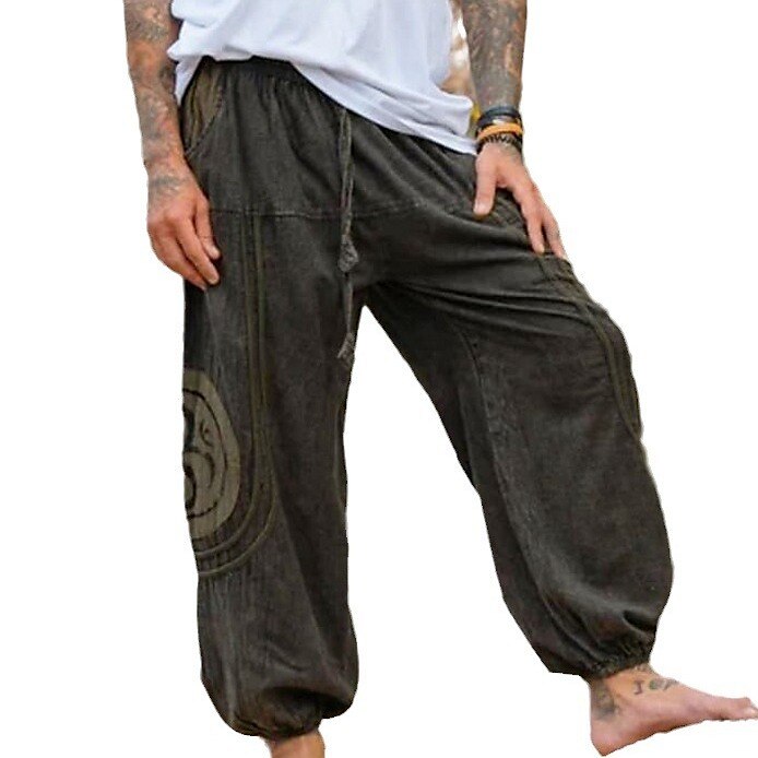 Retro Ethnic Style Loose Design Cotton Pants