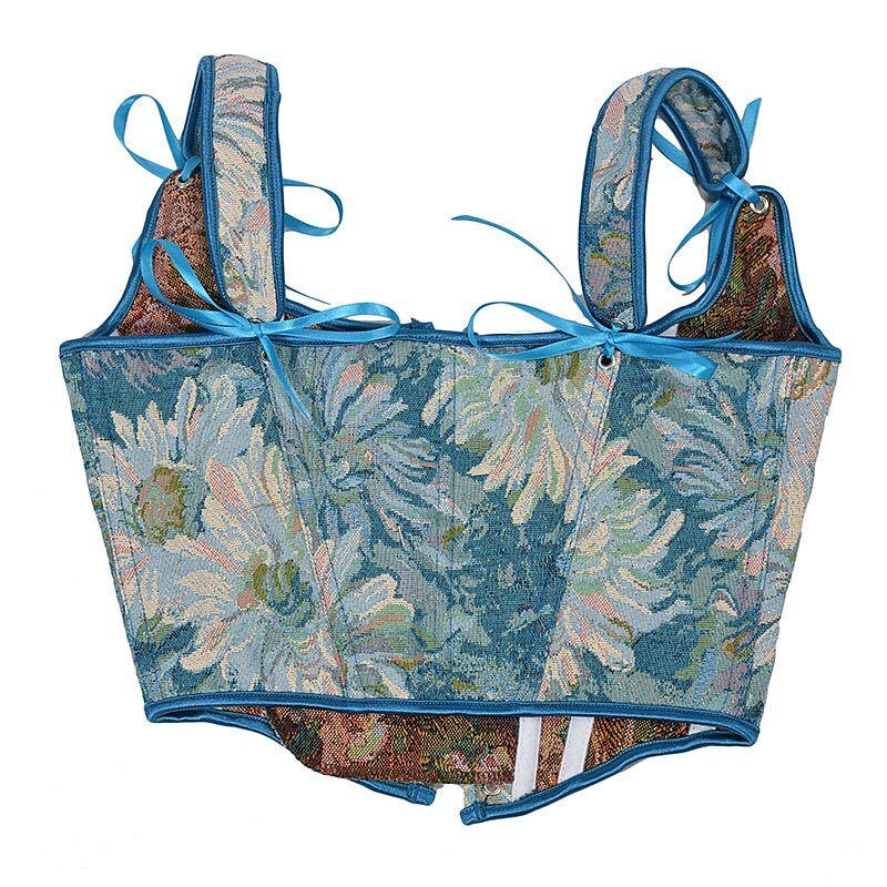 Renaissance Style Floral Lace Design Corset Vest