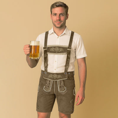 Men's Traditional Bavarian Lederhosen Brown Short