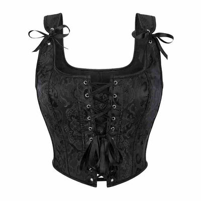 Retro Jacquard Lace-up Corset U-back Vest