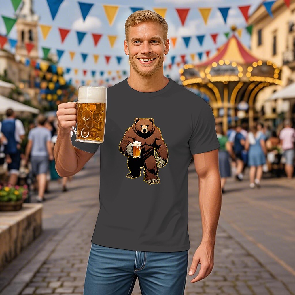 Men's Oktoberfest Bear Beer Graphic T-shirt