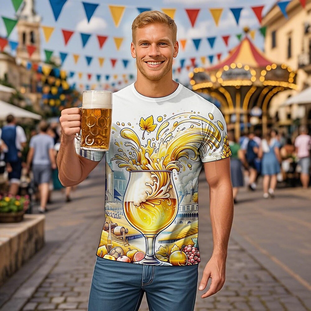 Men's Oktoberfest Beer Splash Graphic T-shirt