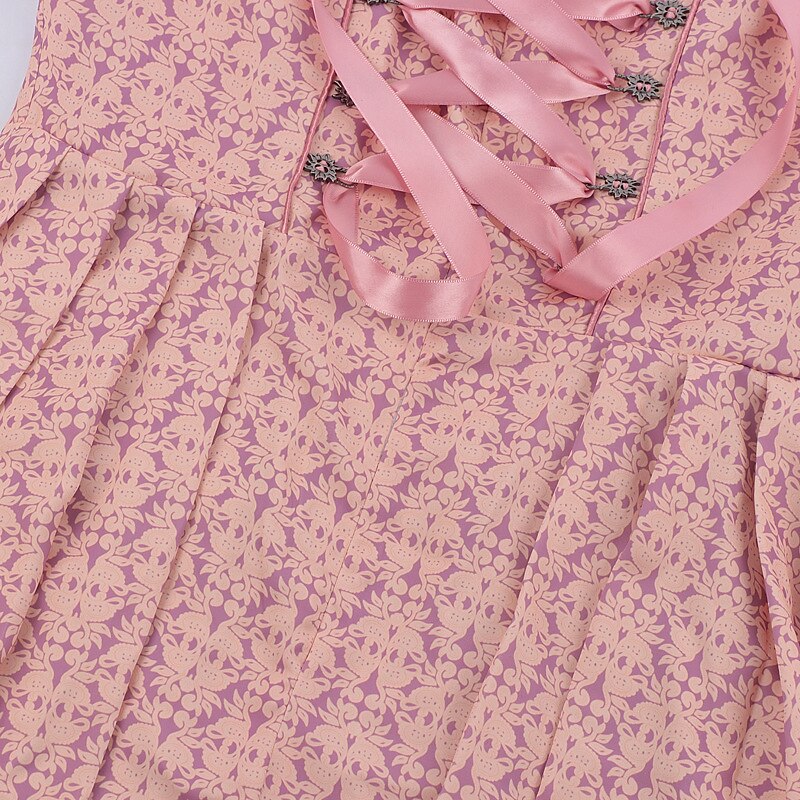 Oktoberfest Pink Dirndl Dress with Embroidered Apron and Blouse