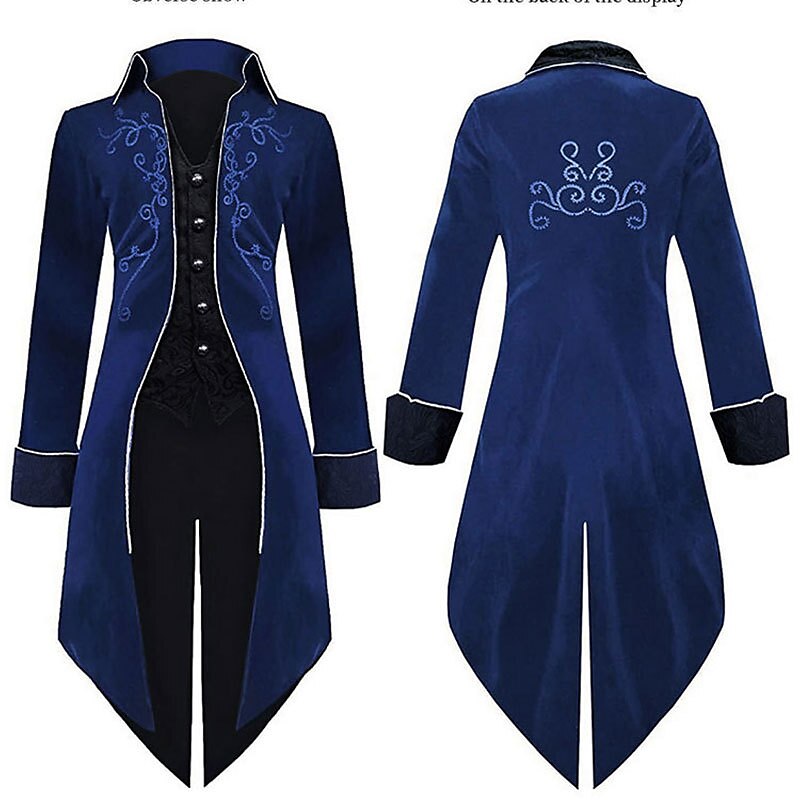 Men's Retro Steampunk Embroidered Tailcoat