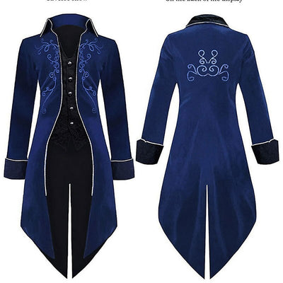 Men's Retro Steampunk Embroidered Tailcoat