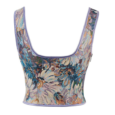 Rococo Floral Lace-up Corset U-back Bustier