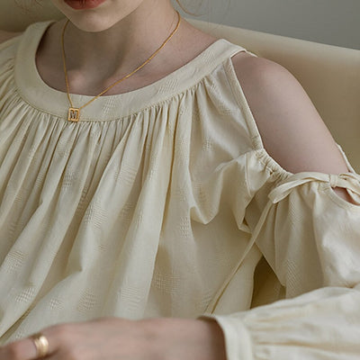 Classic Flowy Pleated Cold Shoulder Blouse