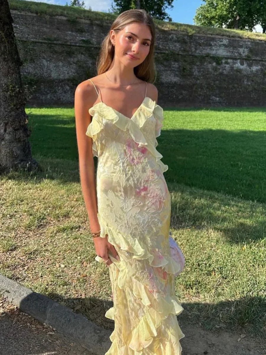 Latonya - Licht Kleid Mit Rüschen