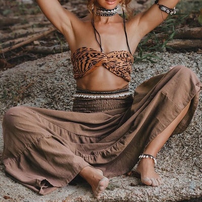 Retro Style Cotton Basic Wrap Skirt with Two Way Wear Design