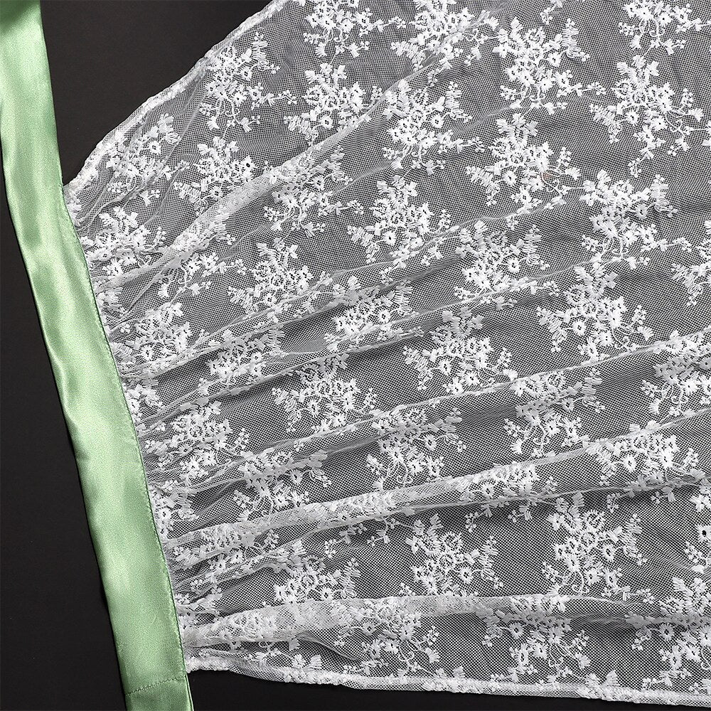 Oktoberfest Green Embroidered Dirndl Dress with Lace Apron