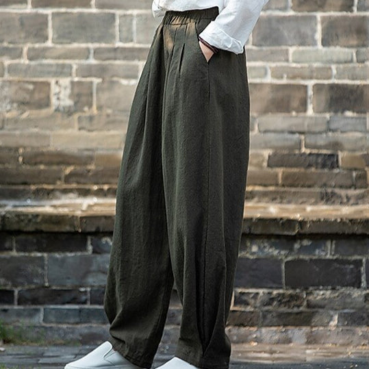 Classic Loose Wide-Leg Cotton Linen Pants