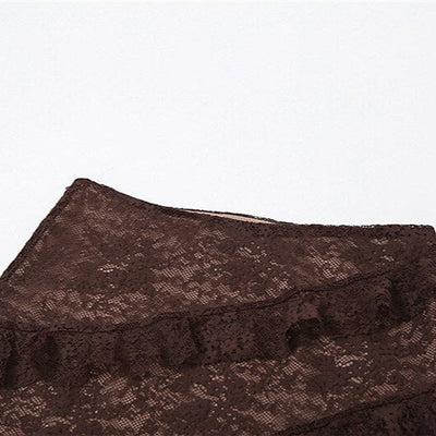 Gothic Style Asymmetrical Ruffled Lace Maxi Skirt