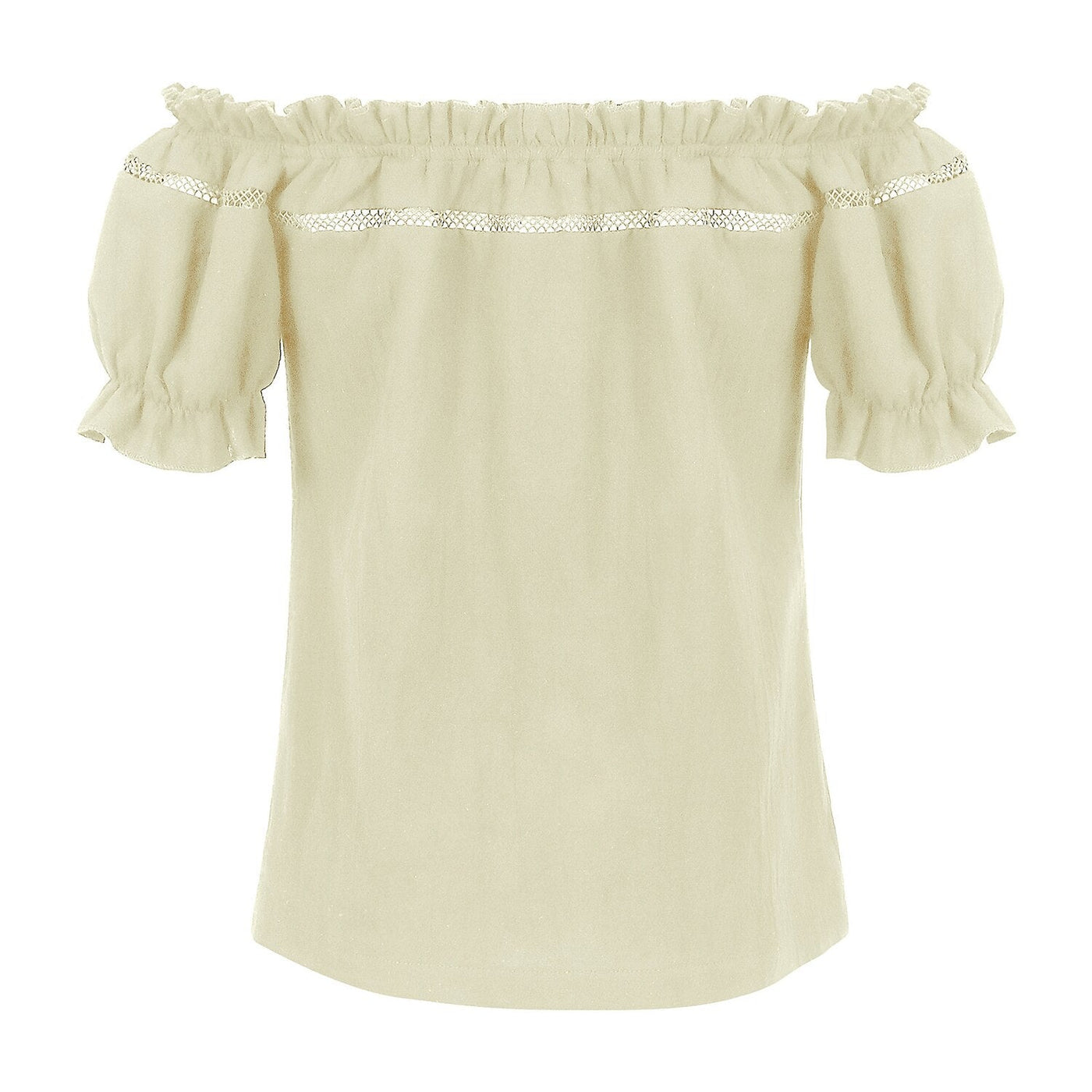 Renaissance Crew Neck Off Shoulder Lace-up Tops
