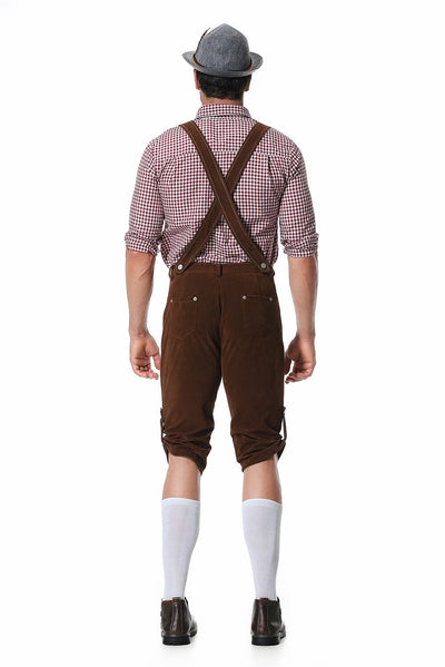Men's Bavarian Oktoberfest Costume Set with Shirt, Suspenders and Alpine Hat