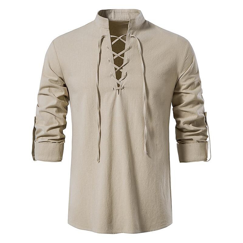 Pirate Style Cotton-Linen Blend Shirt