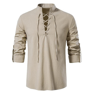 Pirate Style Cotton-Linen Blend Shirt